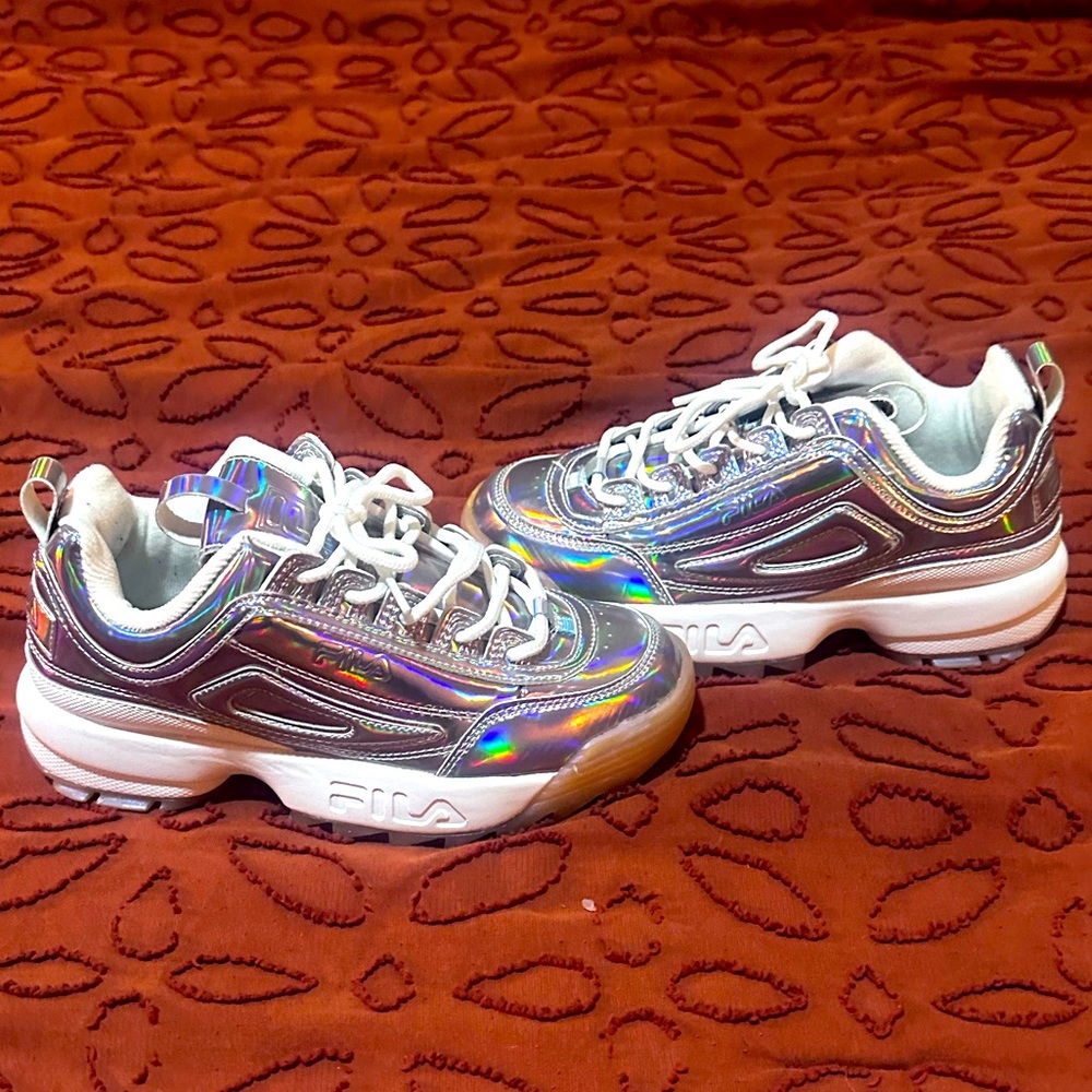 FILA Women's Disruptor II Premium Iridescent Metallic Sneakers